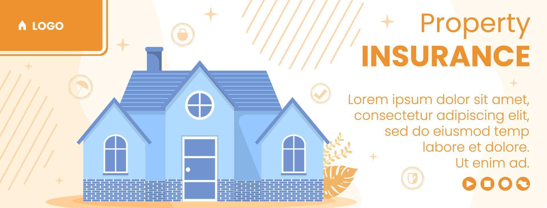 Property and Home Insurance Cover Template Flat Design Illustration Editable of Square Background for Social media, Greeting Card or Web vector