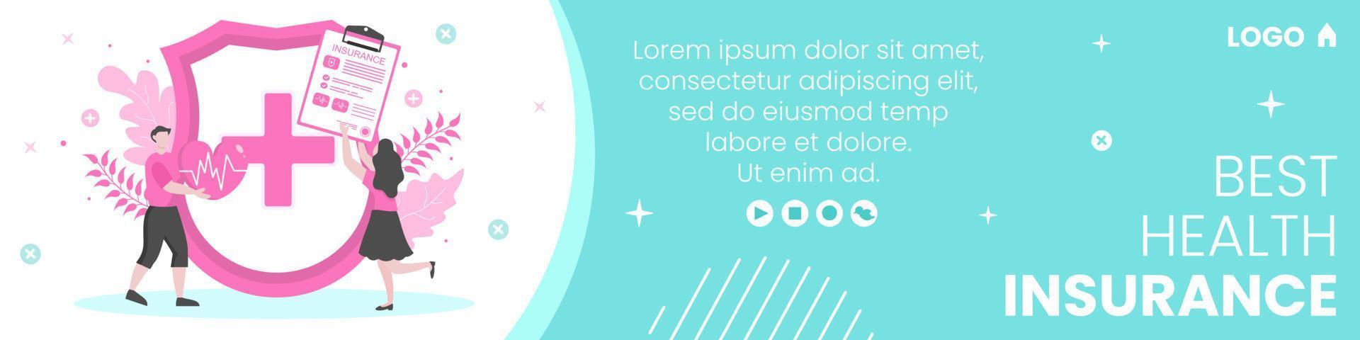 Health Care Banner Template Flat Design Illustration Editable of Square Background for Social media, Greeting Card and Web vector