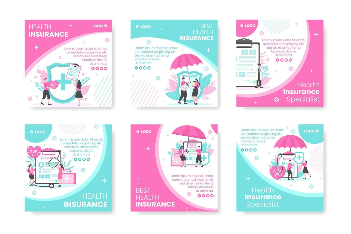 Health Care Post Template Flat Design Illustration Editable of Square Background for Social media, Greeting Card and Web vector
