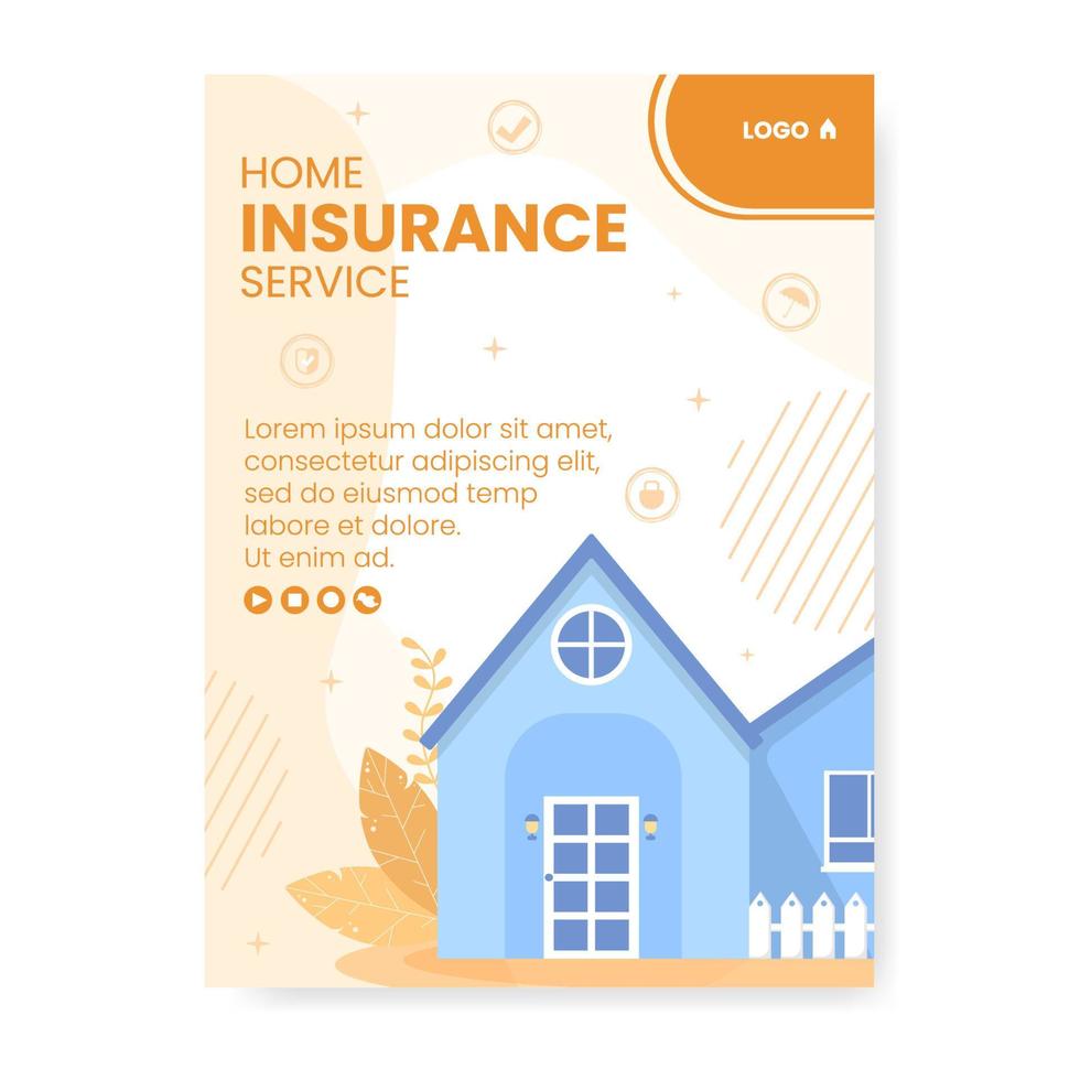 Property and Home Insurance Poster Template Flat Design Illustration Editable of Square Background for Social media, Greeting Card or Web vector