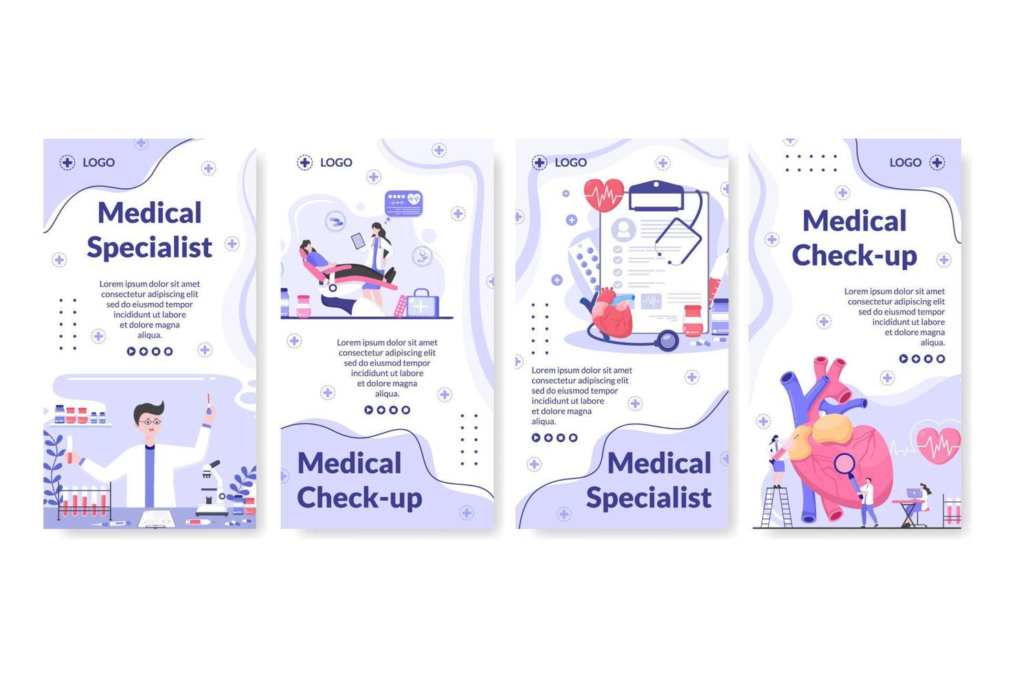 Medical Check up Stories Template Health care Flat Design Illustration Editable of Square Background for Social Media, Greeting Card or Web vector