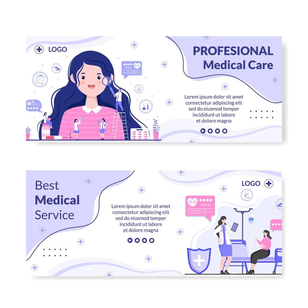 Medical Check up Banner Template Health care Flat Design Illustration Editable of Square Background for Social Media, Greeting Card or Web vector