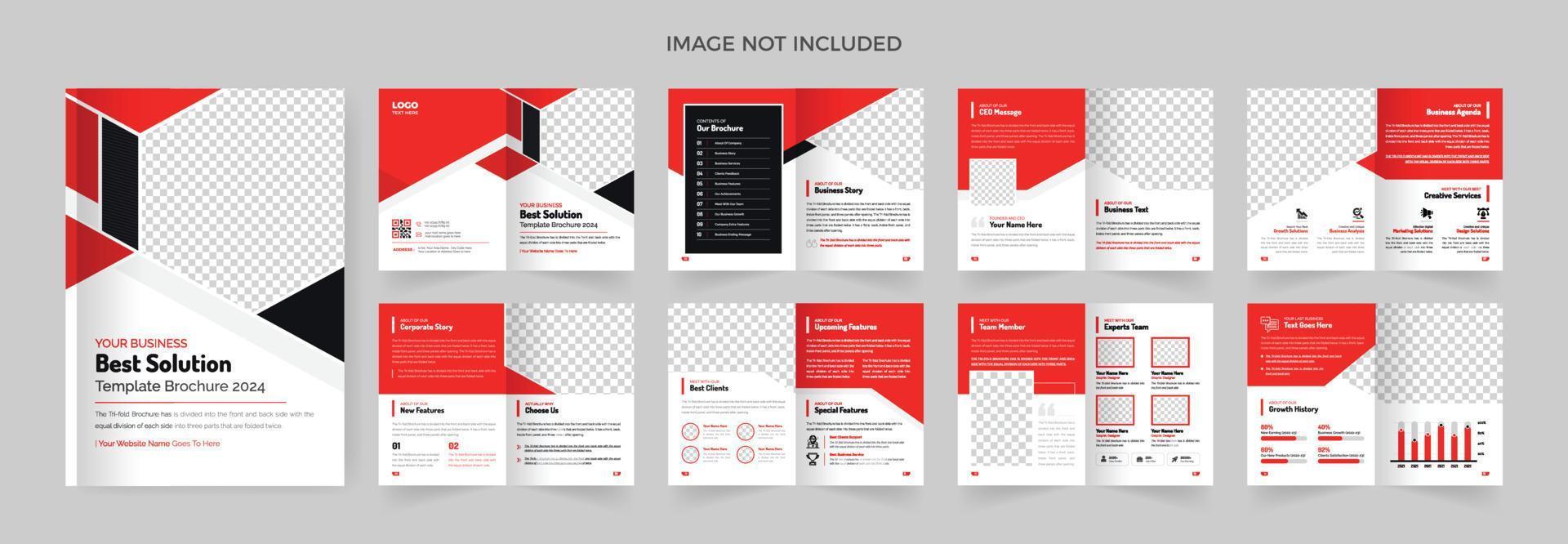 16 pages Professional corporate business brochure or booklet template, multi-page company brochure design vector