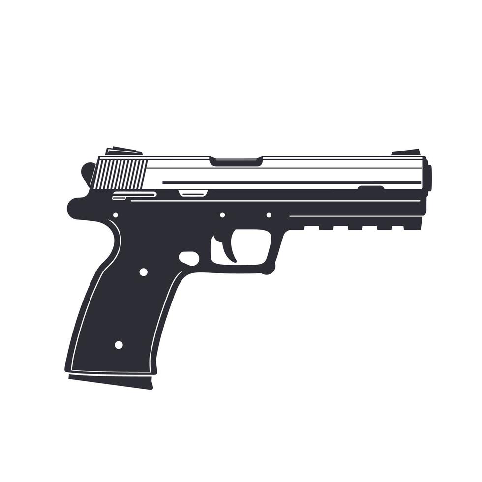 Pistola moderna, pistola aislada en blanco, ilustración vectorial vector