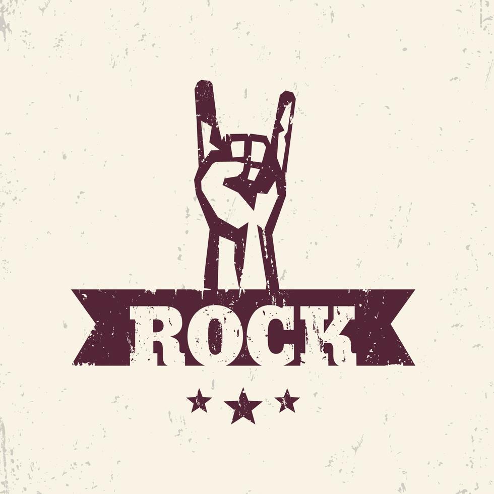 Signo de rock, cuerno de mano, símbolo de vector con gesto popular de concierto de rock