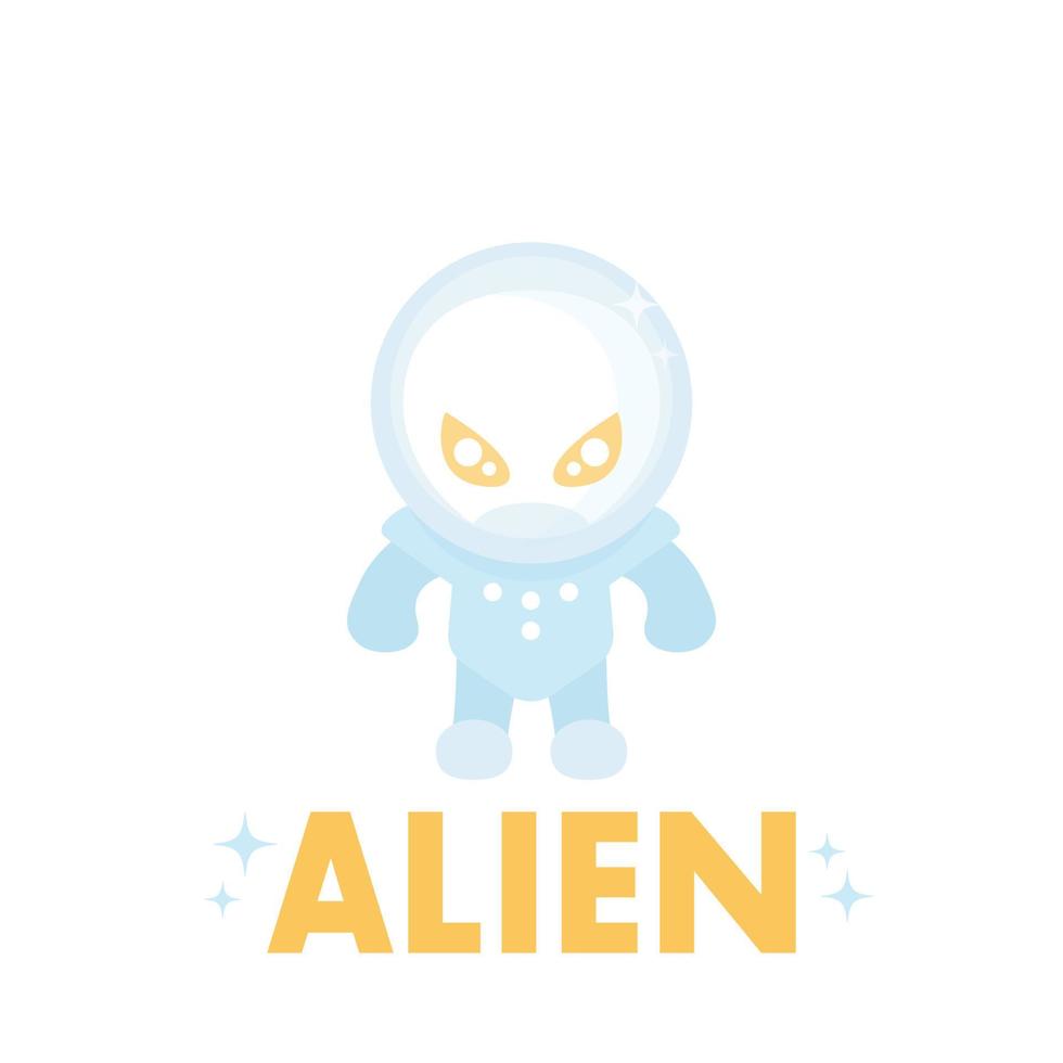 alienígena en traje espacial, icono de estilo plano en blanco vector