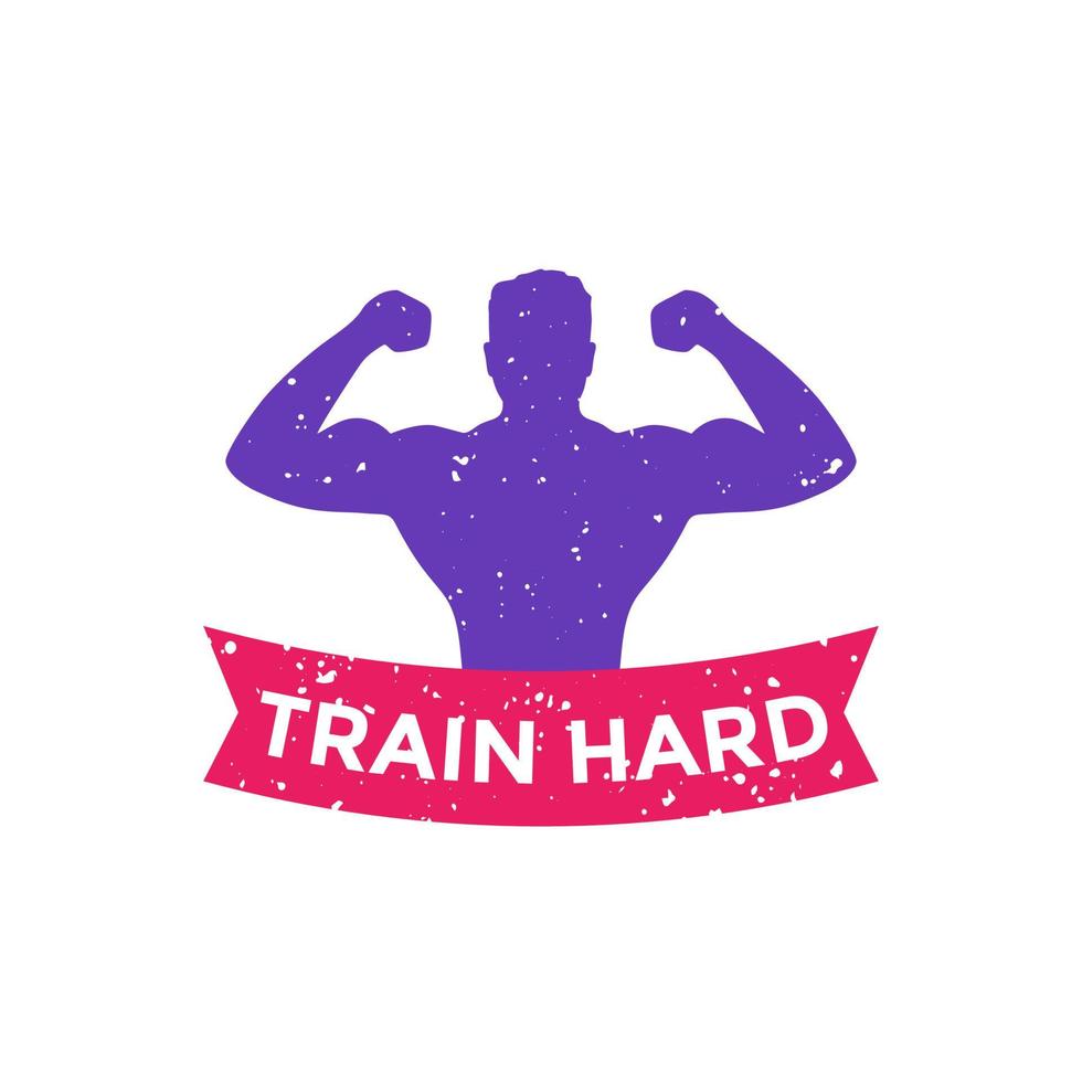 gym training, train hard motivational poster, t-shirt design vector