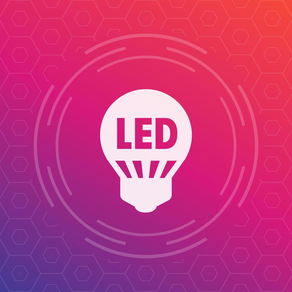 Icono de bombilla LED, signo de vector de tecnología de ahorro de energía