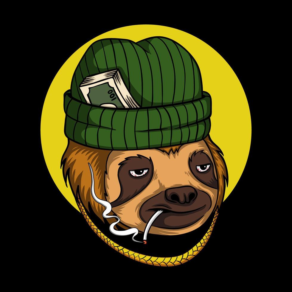 Sloth smoking vector illustration