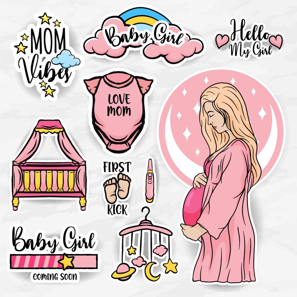 nursery stickers mother holding baby clip art collections set vector