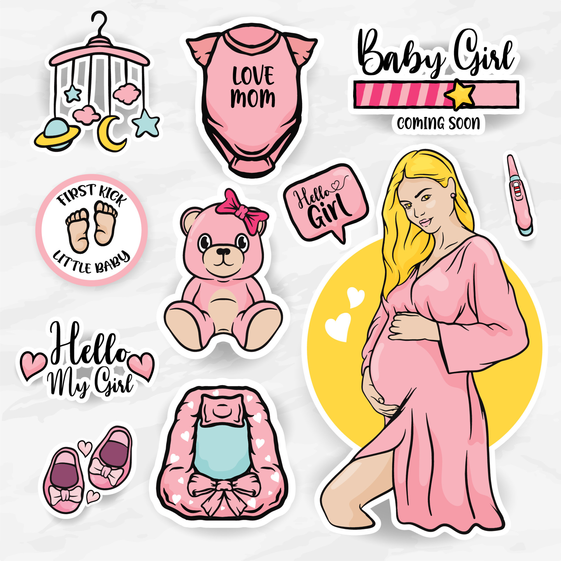 Premium Vector  Expecting a baby boy nursery clip art stickers for  scrapbooking