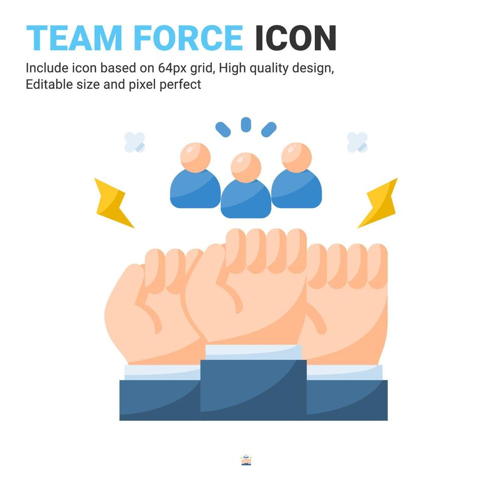 Team force icon vector with flat color style isolated on white background. Vector illustration teamwork sign symbol icon concept for business, finance, industry, company, apps, web and all project