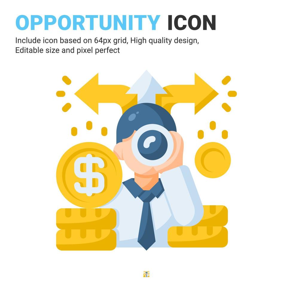 Opportunity icon vector with flat color style isolated on white background. Vector illustration opportunities sign symbol icon concept for business, finance, industry, company, app, web and project