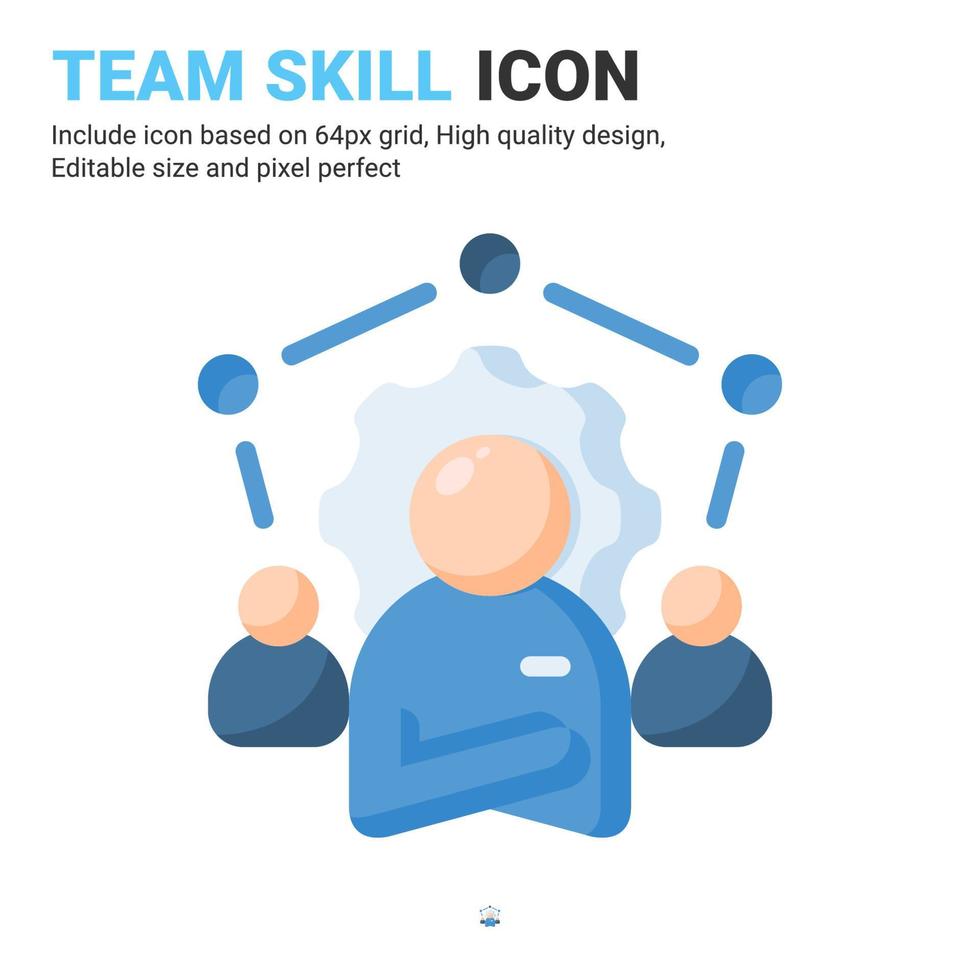 Team skill icon vector with flat color style isolated on white background. Vector illustration leadership sign symbol icon concept for business, finance, industry, company, apps, web and project