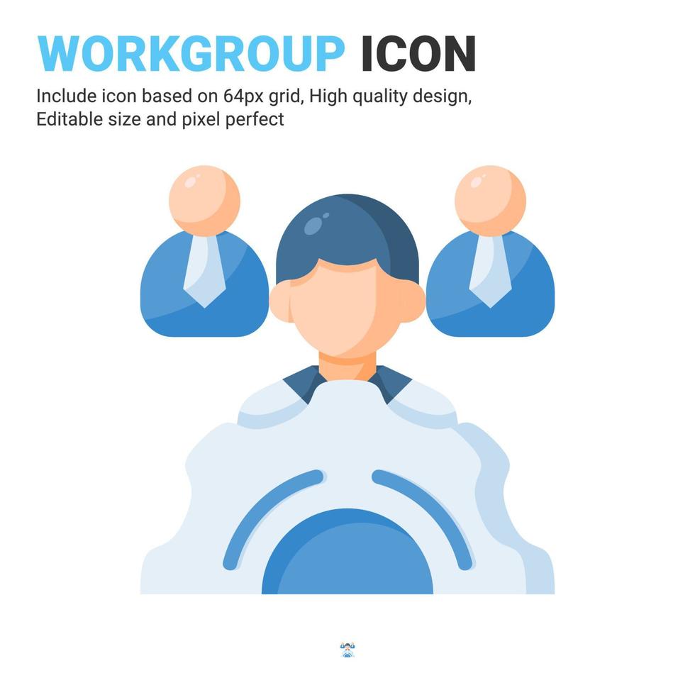 Workgroup icon vector with flat color style isolated on white background. Vector illustration teamwork sign symbol icon concept for business, finance, industry, company, apps, web and all project