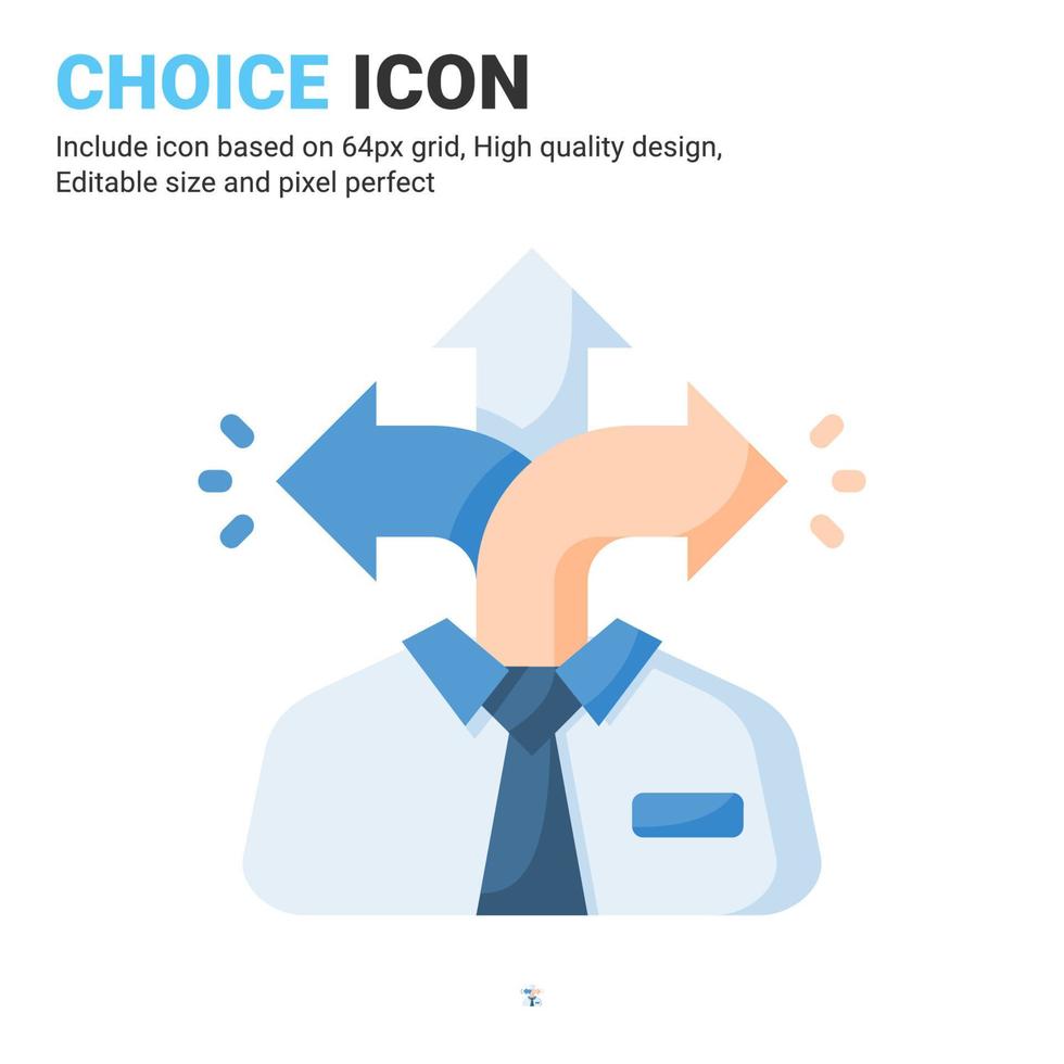 Choice icon vector with flat color style isolated on white background. Vector illustration selection, option sign symbol icon concept for business, finance, industry, company, apps, web and project