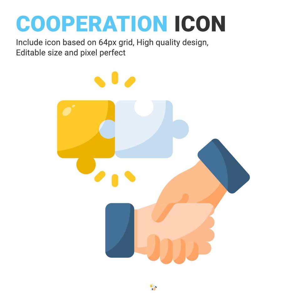 Cooperation icon vector with flat color style isolated on white background. Vector illustration partnership sign symbol icon concept for business, finance, industry, company, apps, web and project