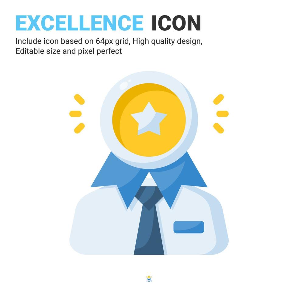 Excellence icon vector with flat color style isolated on white background. Vector illustration goodness sign symbol icon concept for business, finance, industry, company, apps, web and all project