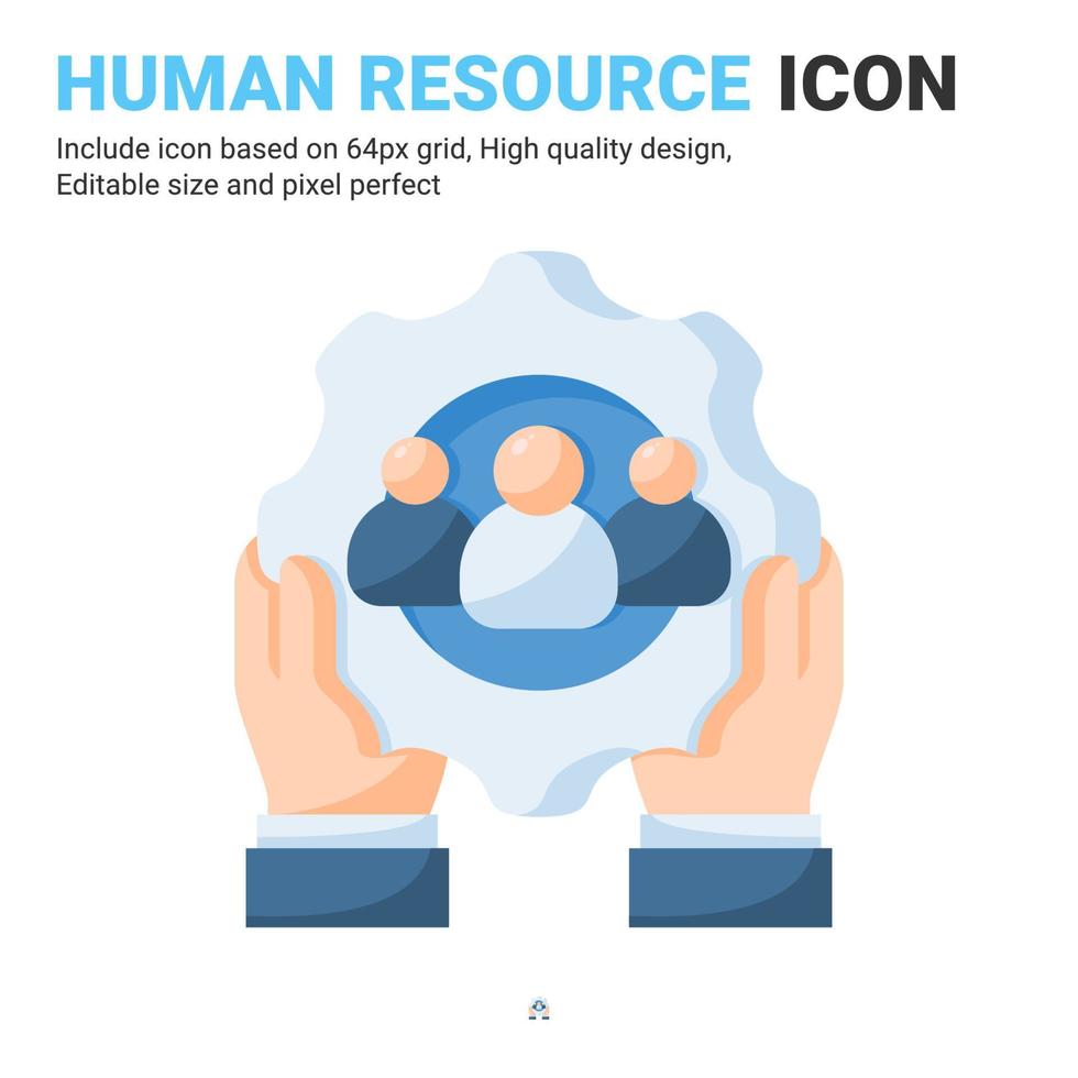 Human resources icon vector with flat color style isolated on white background. Vector illustration worker, employee, laborer sign symbol icon concept for business, finance, industry and project