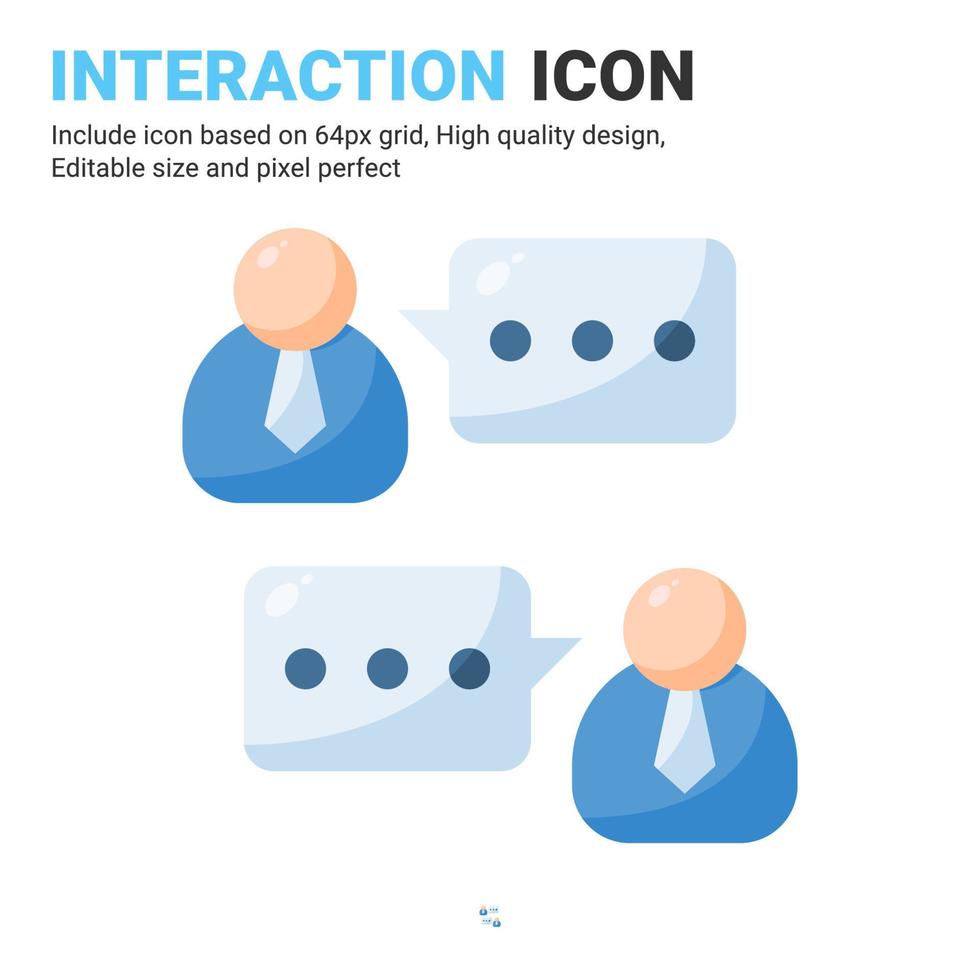 vector de icono de interacción con estilo de color plano aislado sobre fondo blanco. ilustración vectorial concepto de icono de símbolo de signo de comunicación para negocios, finanzas, industria, empresa, aplicación, web y proyecto