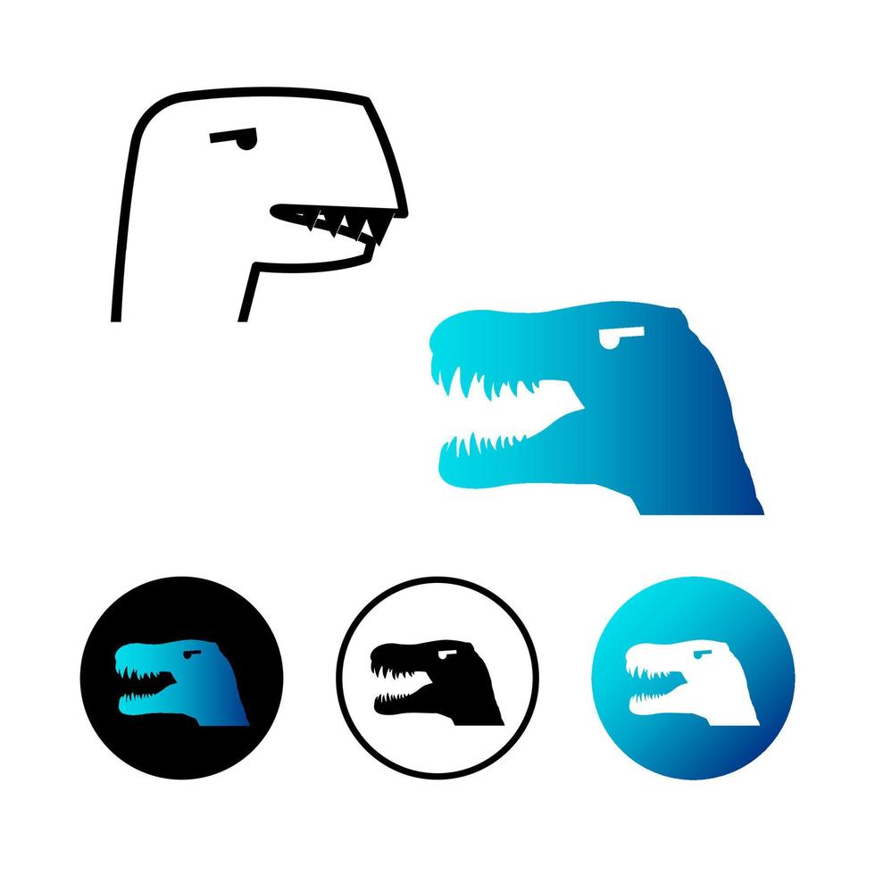 Flat Dinosaur Head Icon Illustration vector