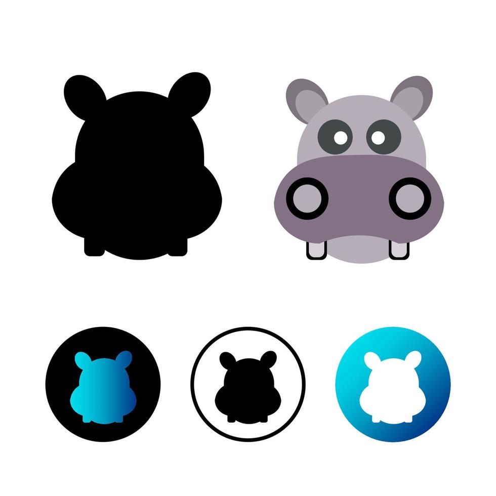 Flat Hippo Head Icon Illustration vector