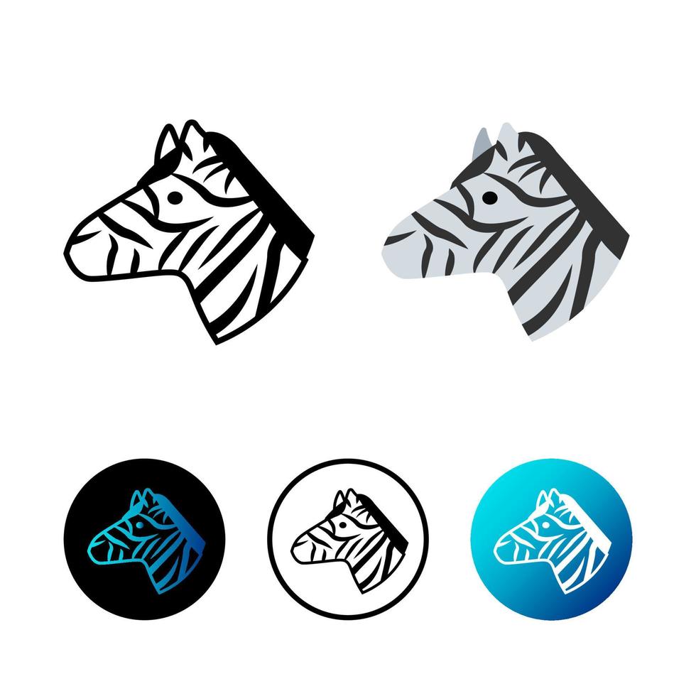 Flat Zebra Head Icon Illustration vector