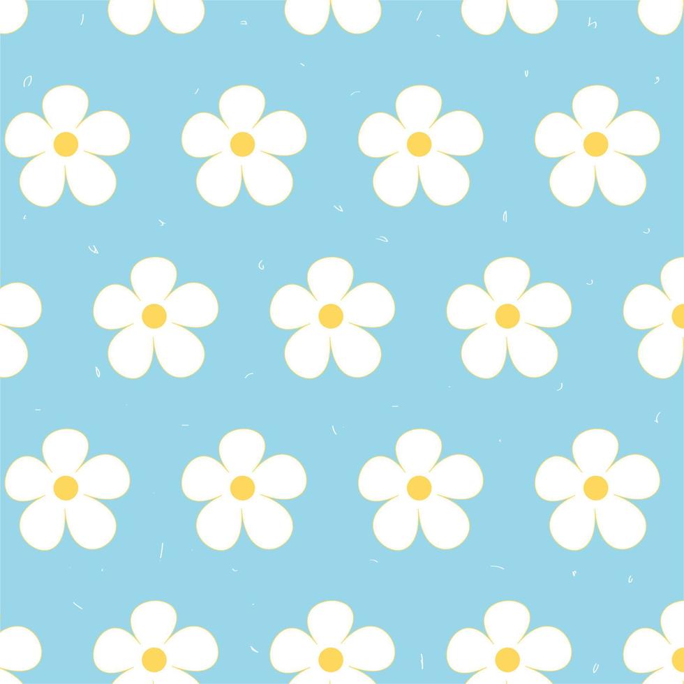 White flowers seamless pattern on blue background vector