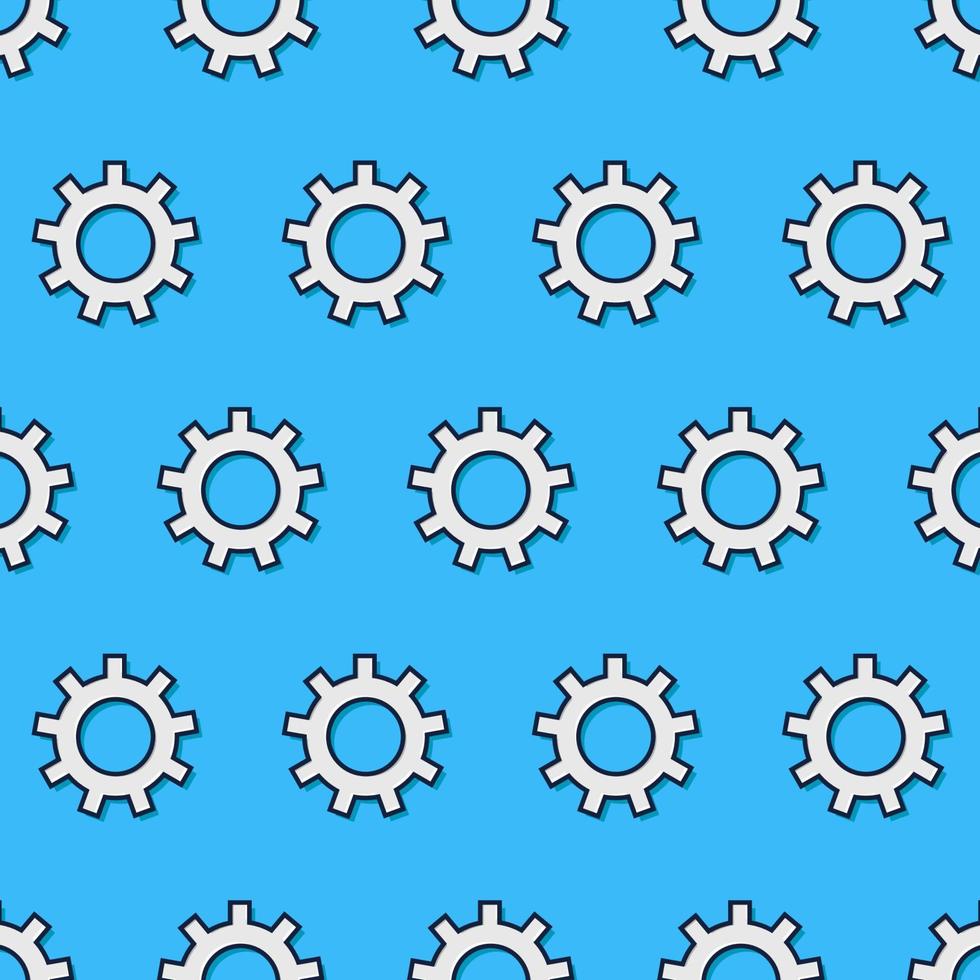 Setting icon pattern on blue background, gear icon pattern vector