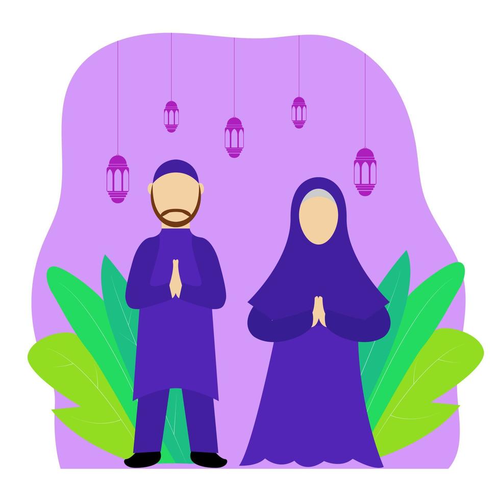 Illustration vector design of man and woman Muslim