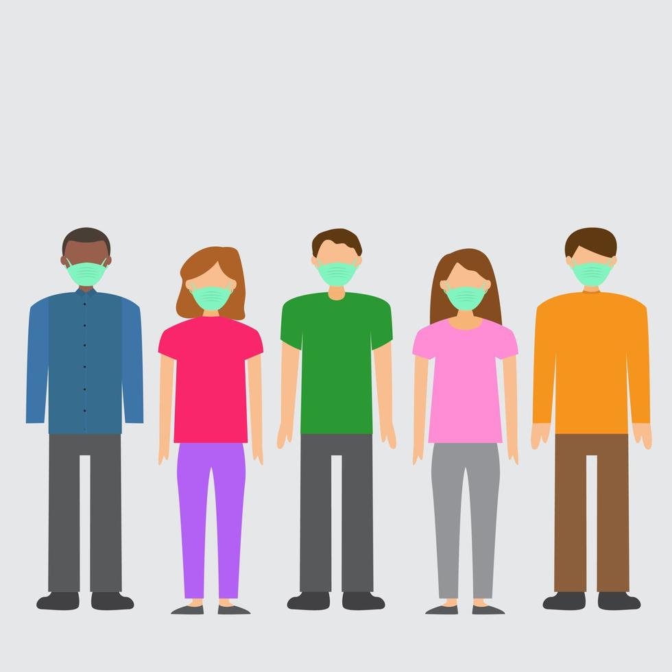 Illustration vector design of people wearing medical mask