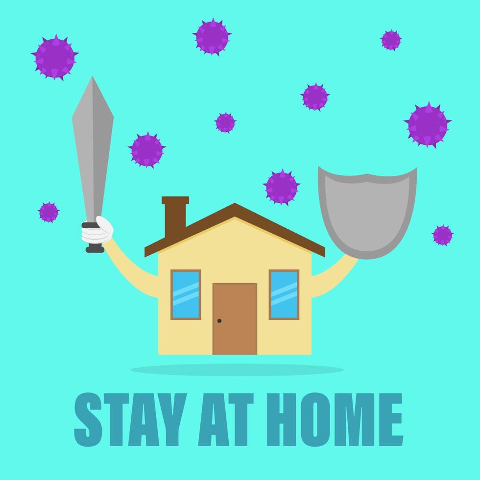 Illustration vector design of staying at home for avoiding from virus