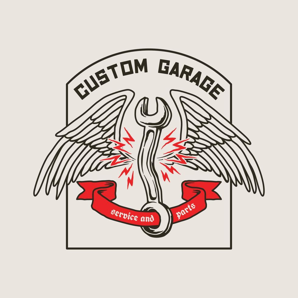 Illustration Vector Garage Motorcycle Club Logo Badge