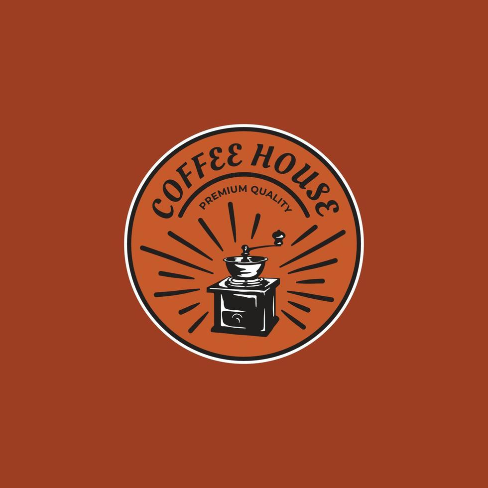 cafetería con logo vintage. ilustración vectorial hecha a mano vector