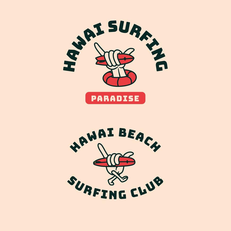 Vintage Surfing Club Logo Badge. Hand made Vector Illustration