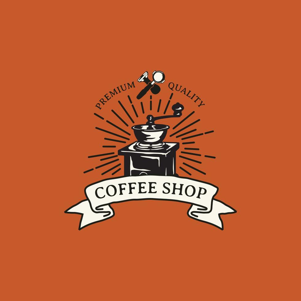 cafetería con logo vintage. ilustración vectorial hecha a mano vector