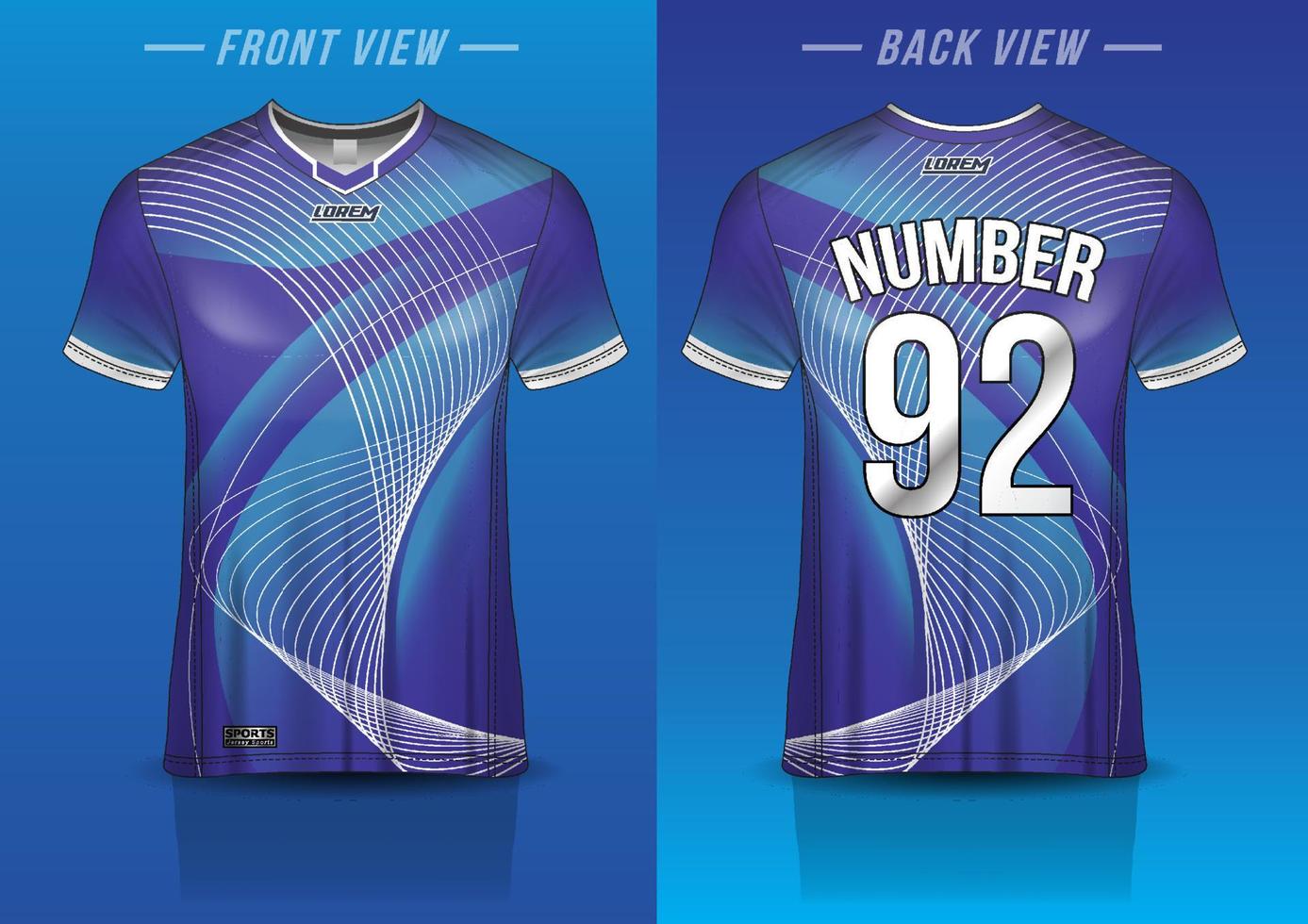 jersey sport shirt template design for soccer Sport, basket ball, running uniform in front view, back view. Shirt mockup Vector, design very simple and easy to custom vector