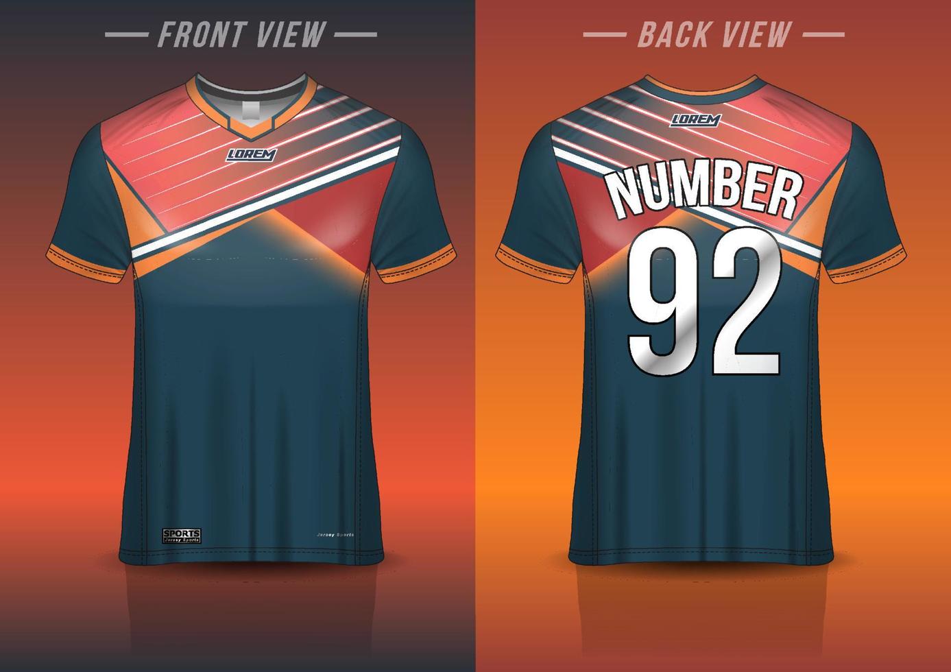 jersey sport shirt template design for soccer Sport, basket ball, running uniform in front view, back view. Shirt mockup Vector, design very simple and easy to custom vector