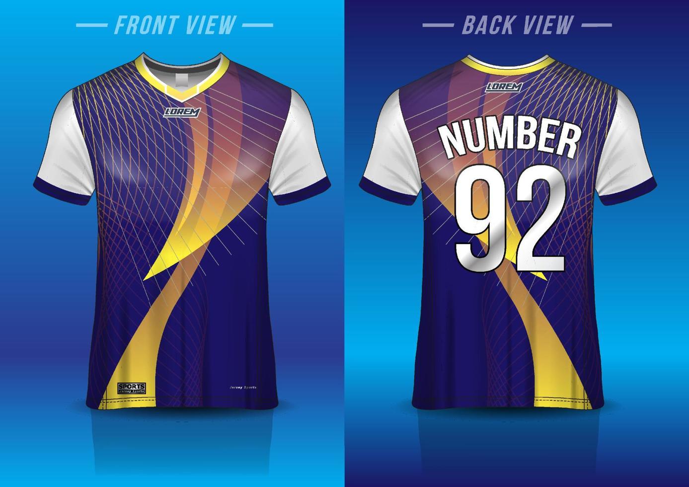 jersey sport shirt template design for soccer Sport, basket ball, running uniform in front view, back view. Shirt mockup Vector, design very simple and easy to custom vector