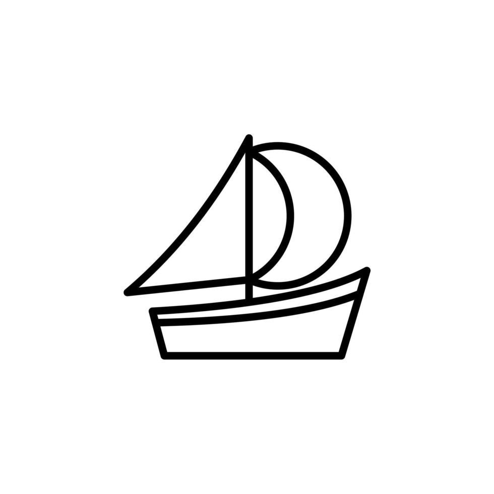 Ship, Boat, Sailboat Line Icon, Vector, Illustration, Logo Template. Suitable For Many Purposes. vector