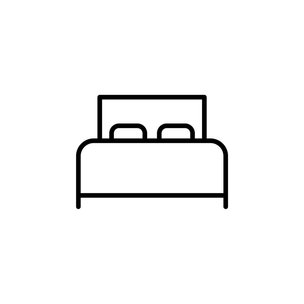 cama, icono de línea de dormitorio, vector, ilustración, plantilla de logotipo. adecuado para muchos propósitos. vector