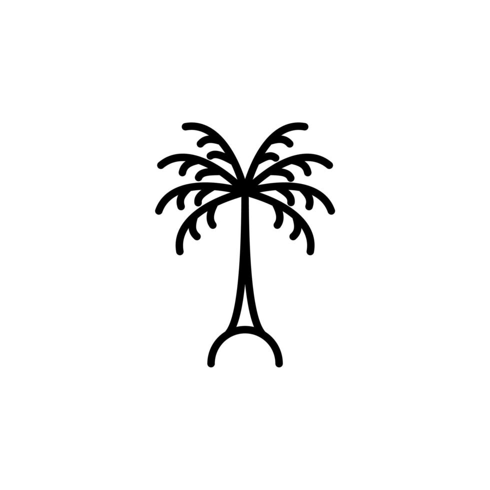 palma, coco, árbol, isla, icono de línea de playa, vector, ilustración, plantilla de logotipo. adecuado para muchos propósitos. vector