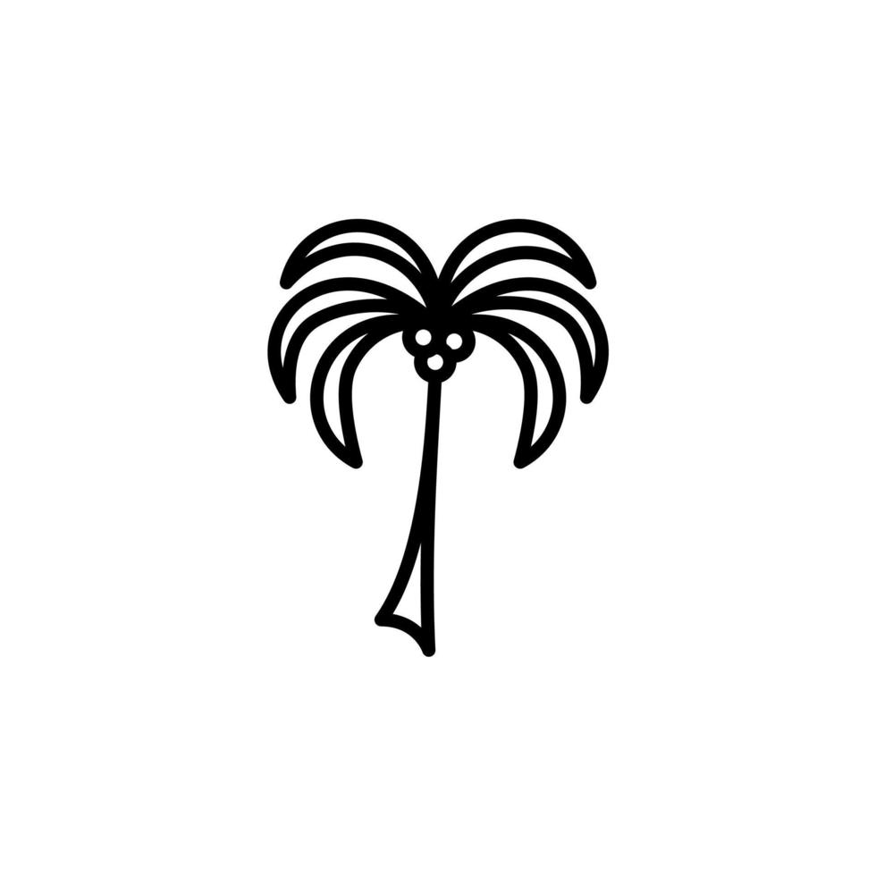 Palm, Coconut, Tree, Island, Beach Line Icon, Vector, Illustration, Logo Template. Suitable For Many Purposes. vector