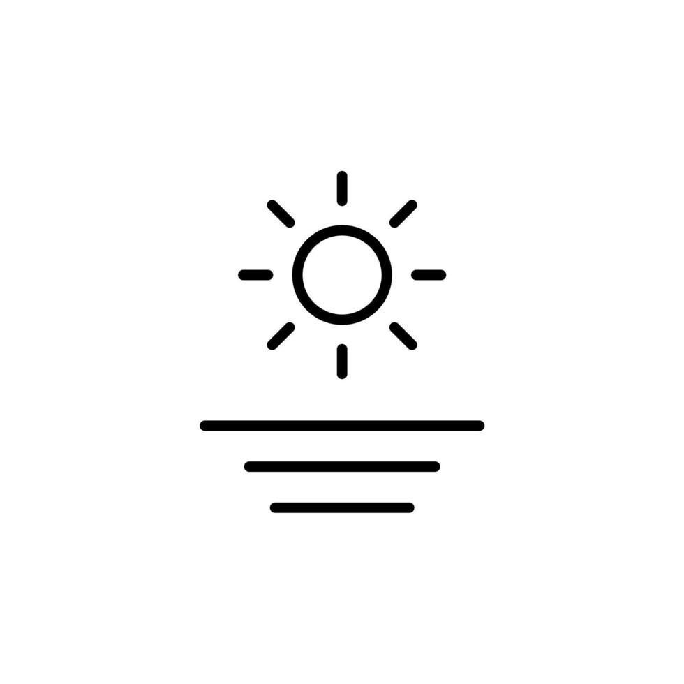 amanecer, atardecer, icono de línea de sol, vector, ilustración, plantilla de logotipo. adecuado para muchos propósitos. vector