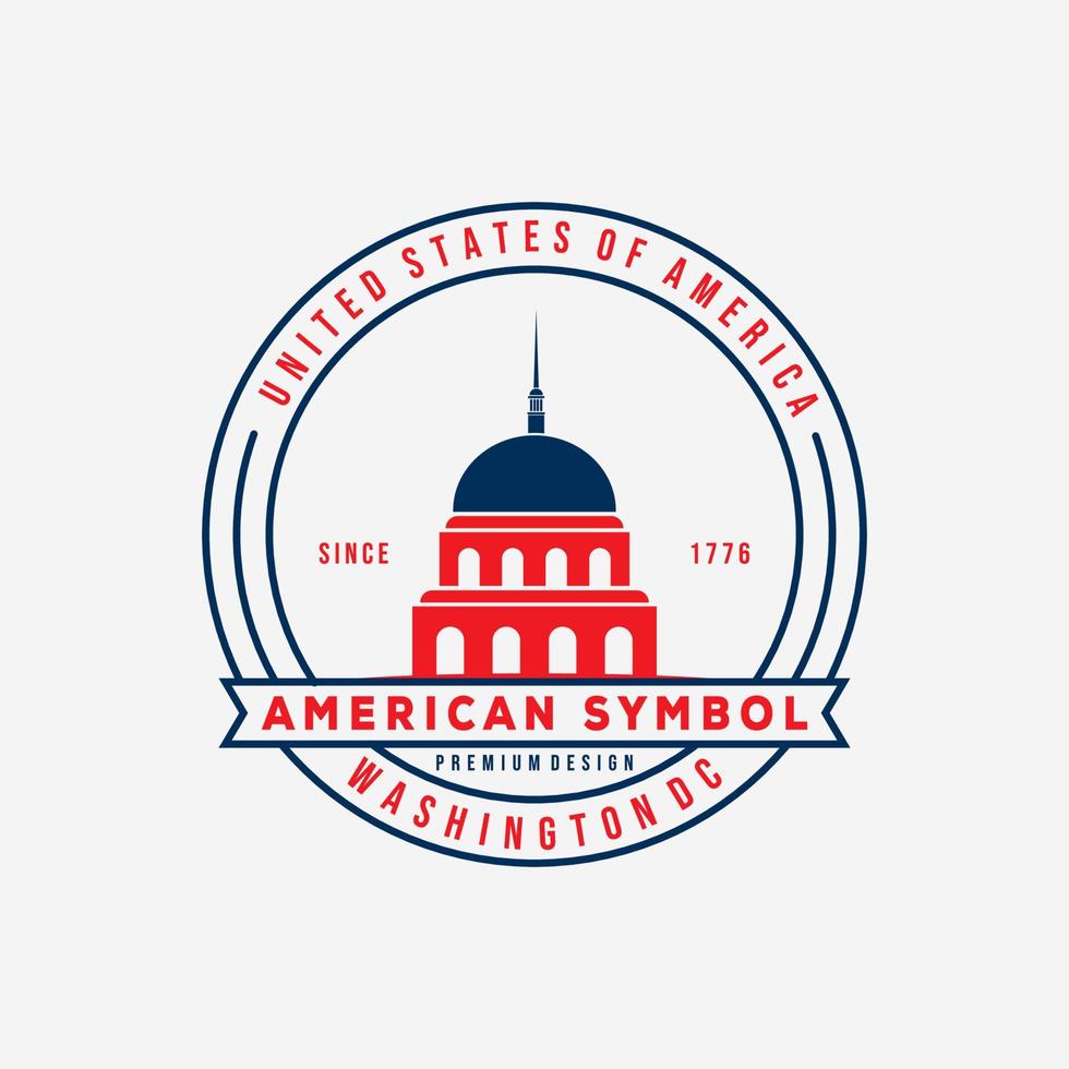 Diseño del ejemplo del vector del logotipo de la insignia del capitolio de Washington. símbolo americano