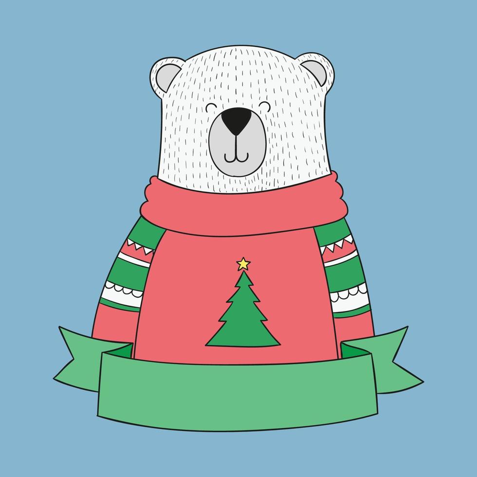 Cute cartoon polar bear vector