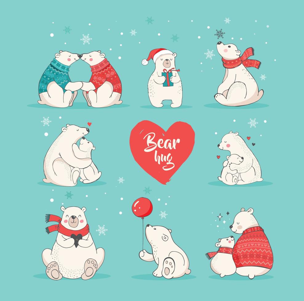 Cute cartoon polar bear vector