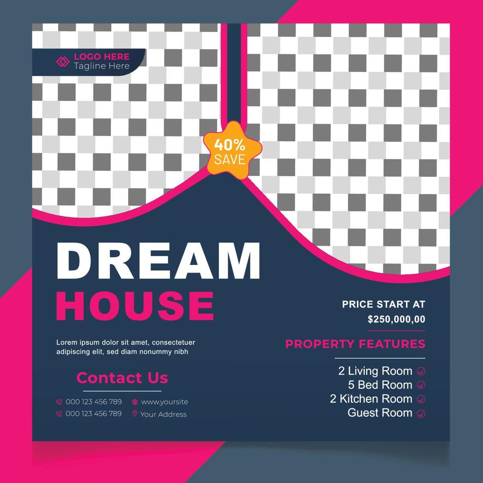 Dream House Post Template Design vector