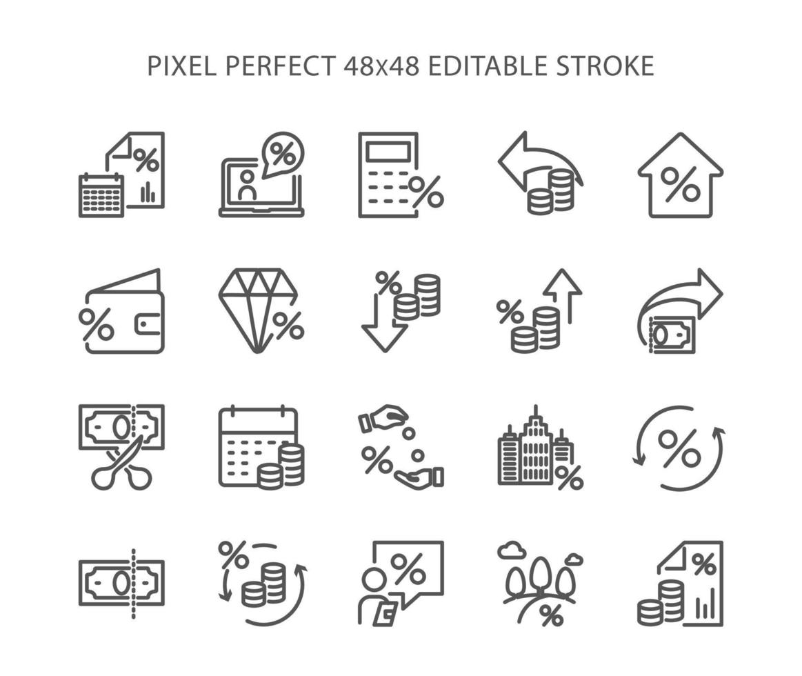 Simple set of tax related vector line icons.