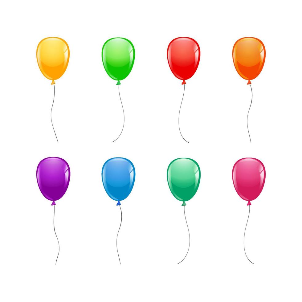 Conjunto de globos de colores brillantes aislar vector